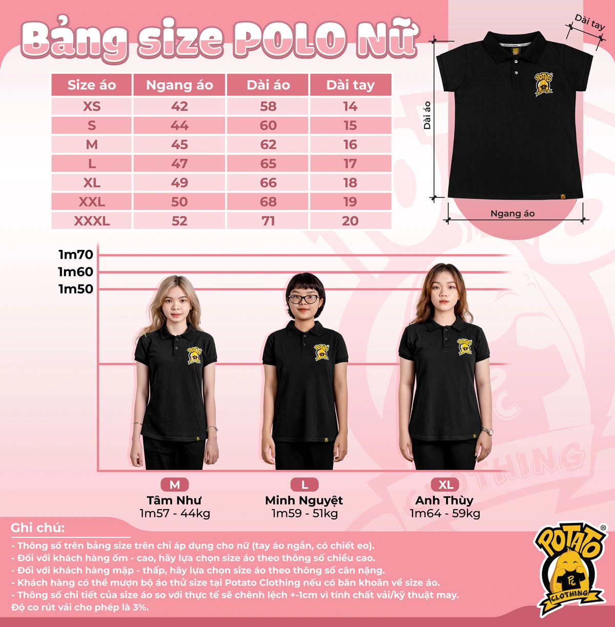 Bảng size Polo Nữ