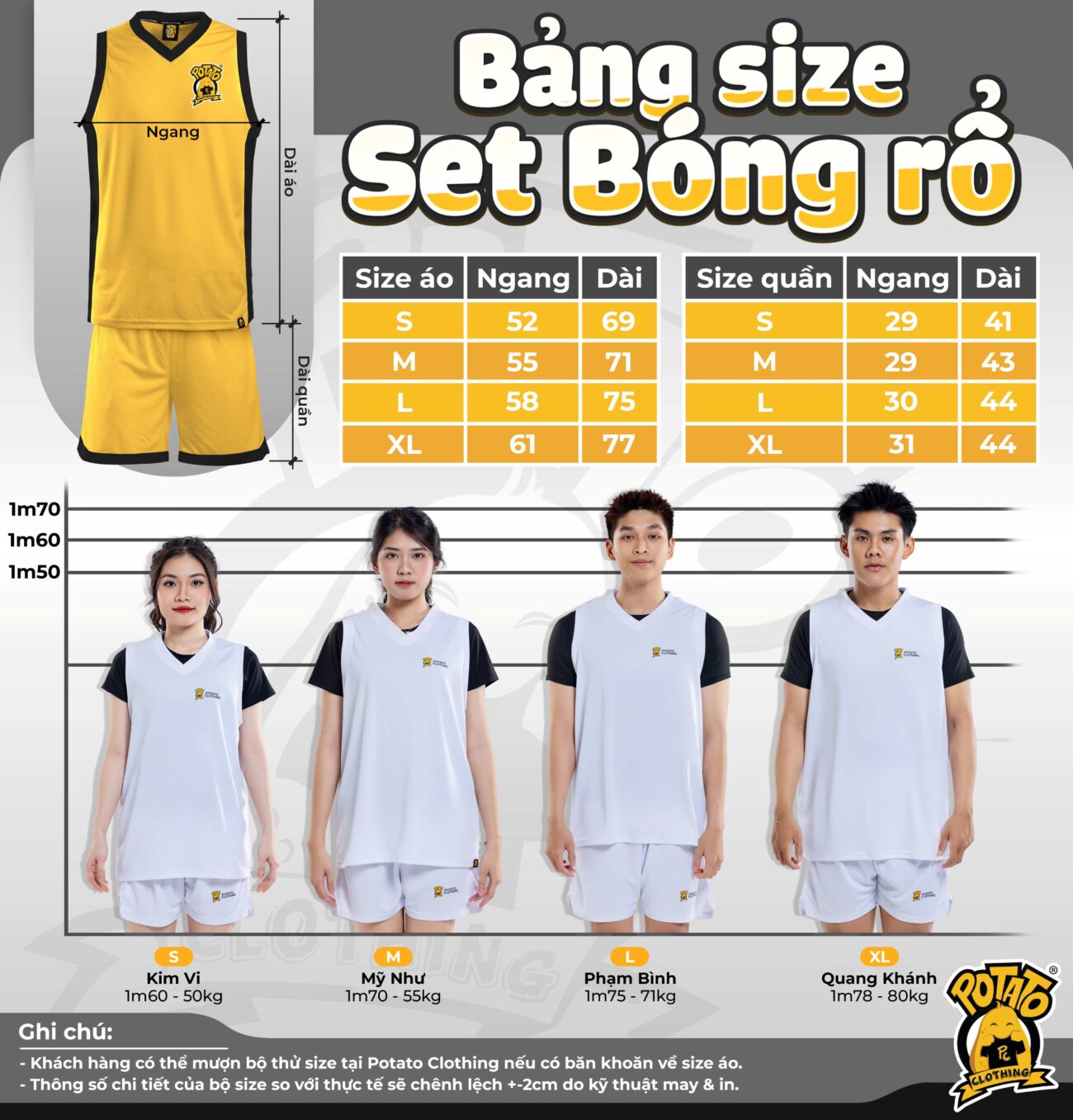 Bảng size Set Bóng Rổ