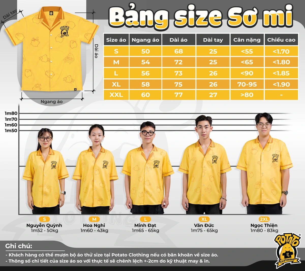 Bảng size sơ mi