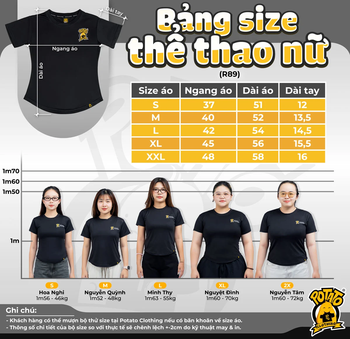 Bảng size thể thao nữ