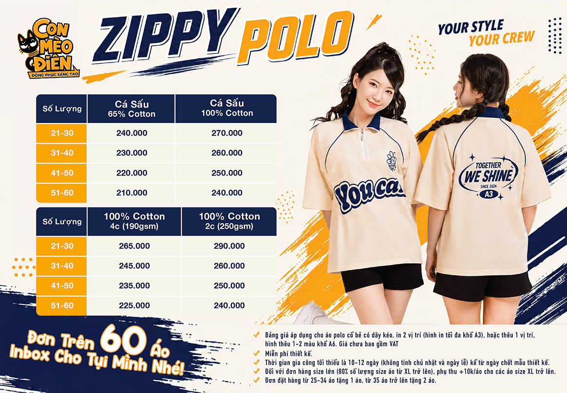 Áo polo zippy