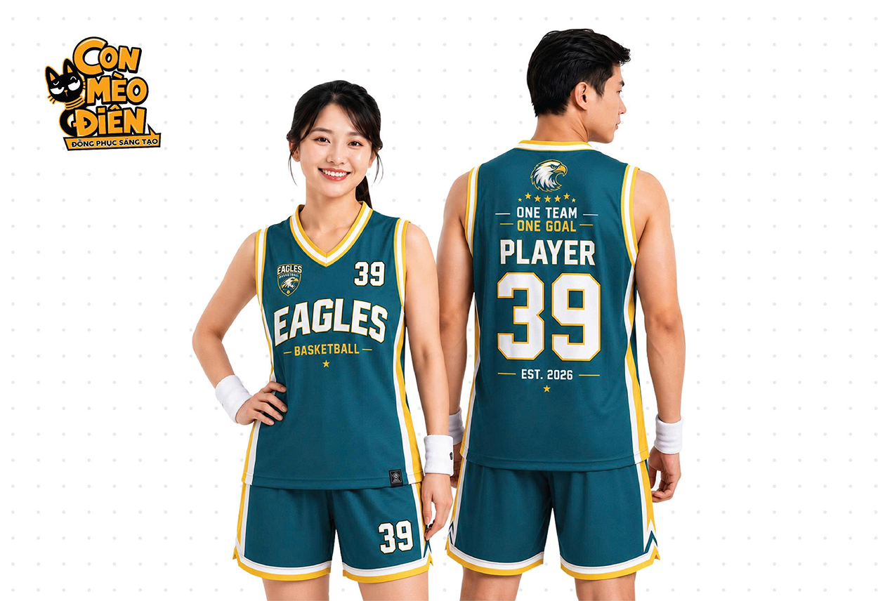 Áo bóng rổ lớp Eagles 39 màu xanh