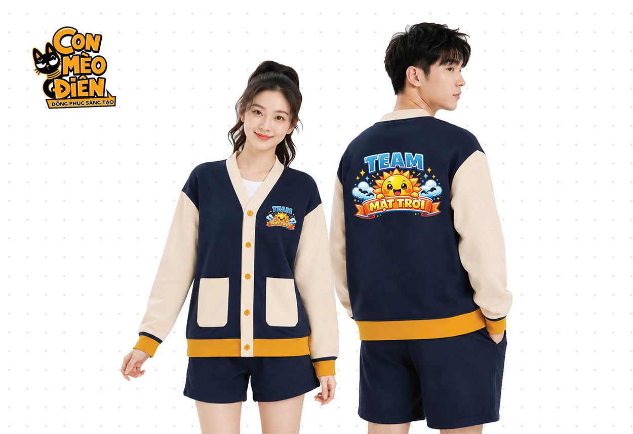 Áo cardigan lớp Team Mặt Trời màu xanh đen