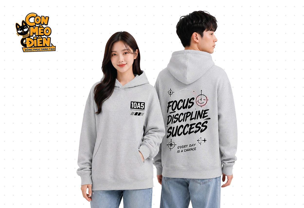 Áo hoodie lớp Focus Success màu xám nhạt