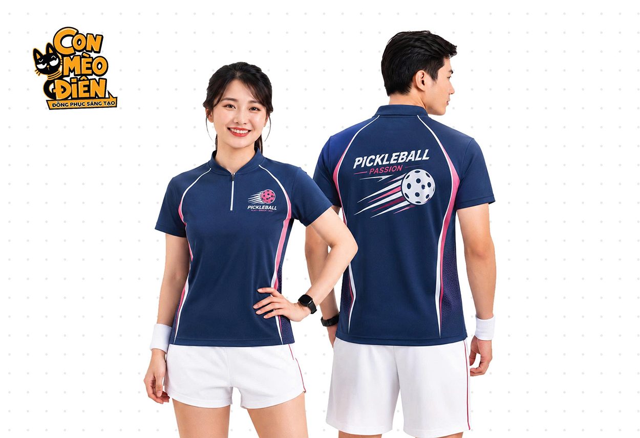Áo polo Pickleball Classic màu xanh đen