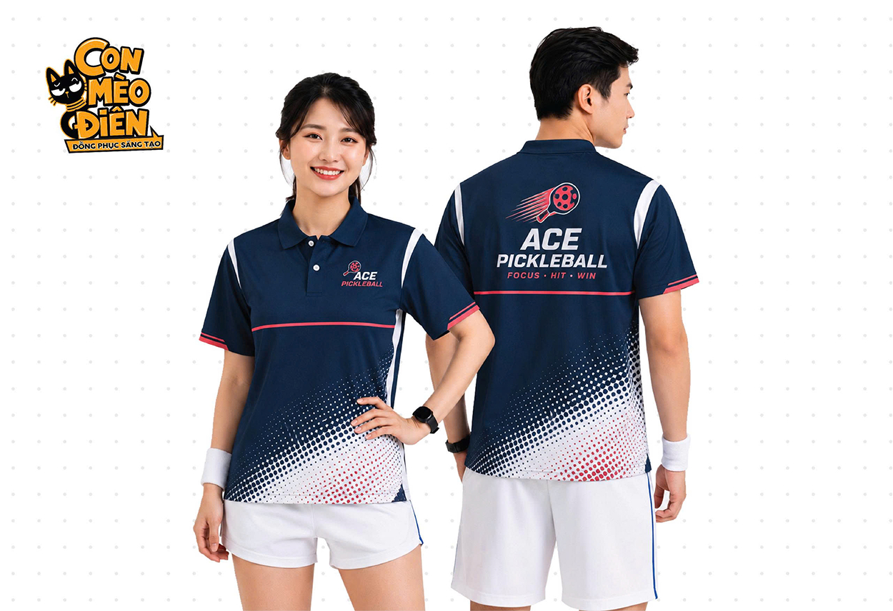 Áo polo thể thao Ace Pickleball màu đỏ đen