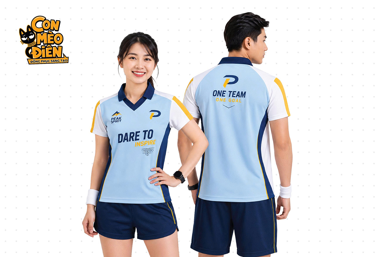 Áo polo thể thao Dare To Inspire xanh đen phối be