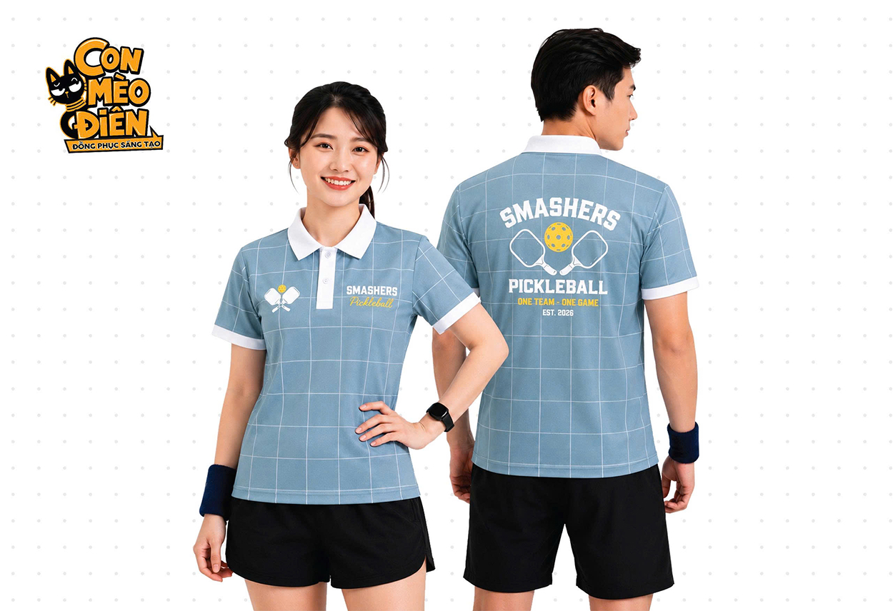 Áo polo thể thao Smashers màu xám xanh