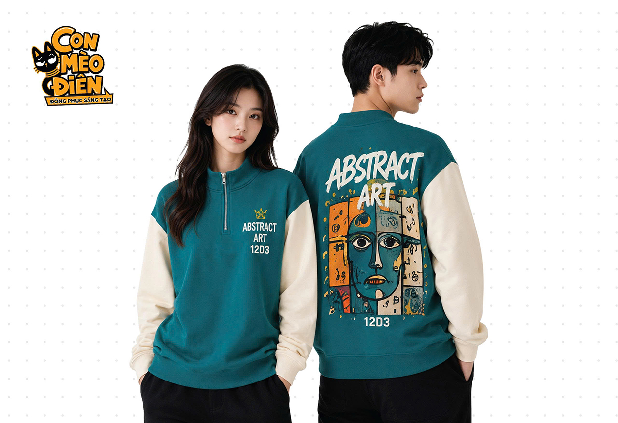 Áo sweater lớp Abstract Art 1203 màu rêu