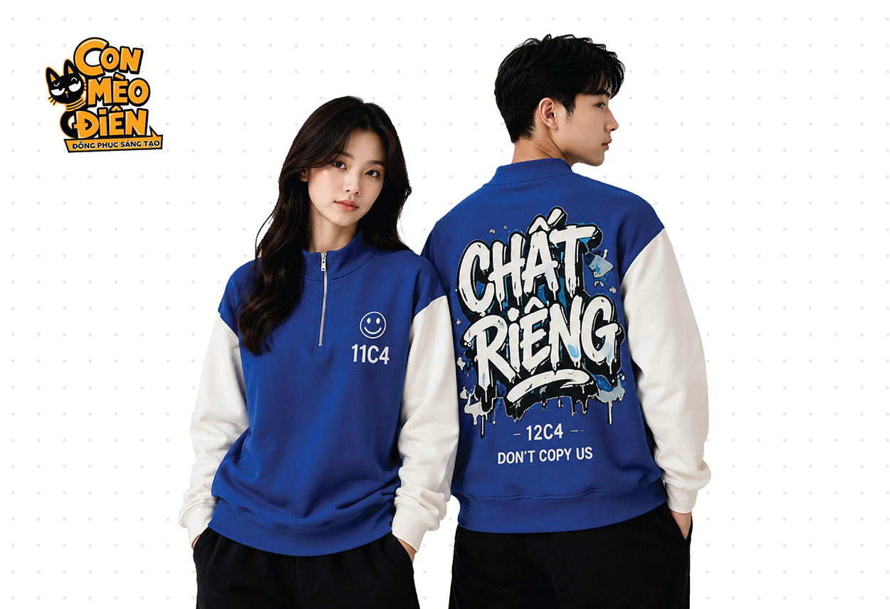 Áo sweater lớp Chất Riêng 11C4 xanh dương