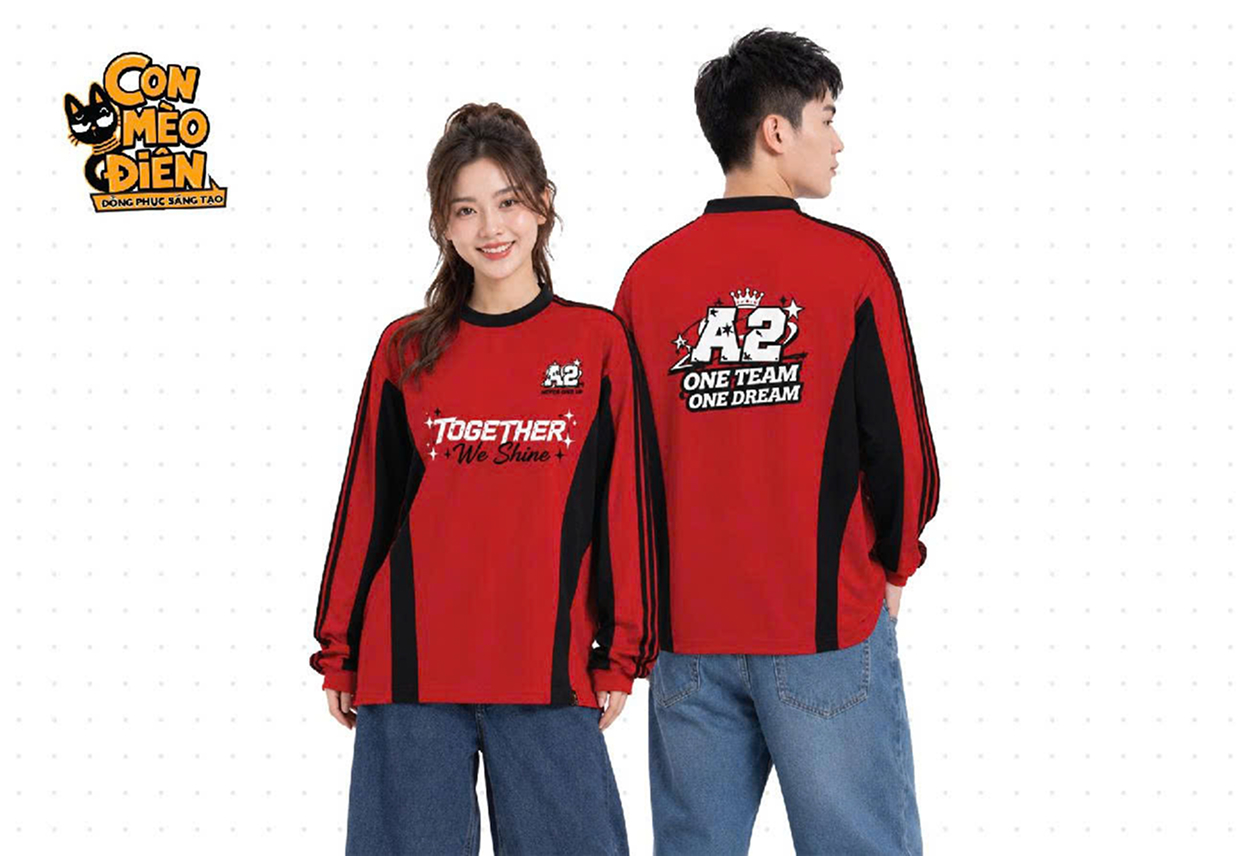 Áo tay dài lớp Together We Shine đỏ phối đen