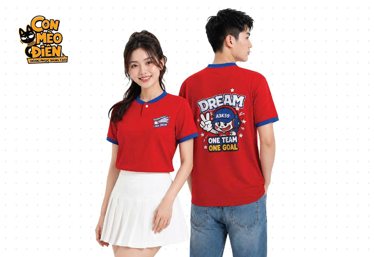 Áo thun lớp Dream Team màu đỏ phối xanh