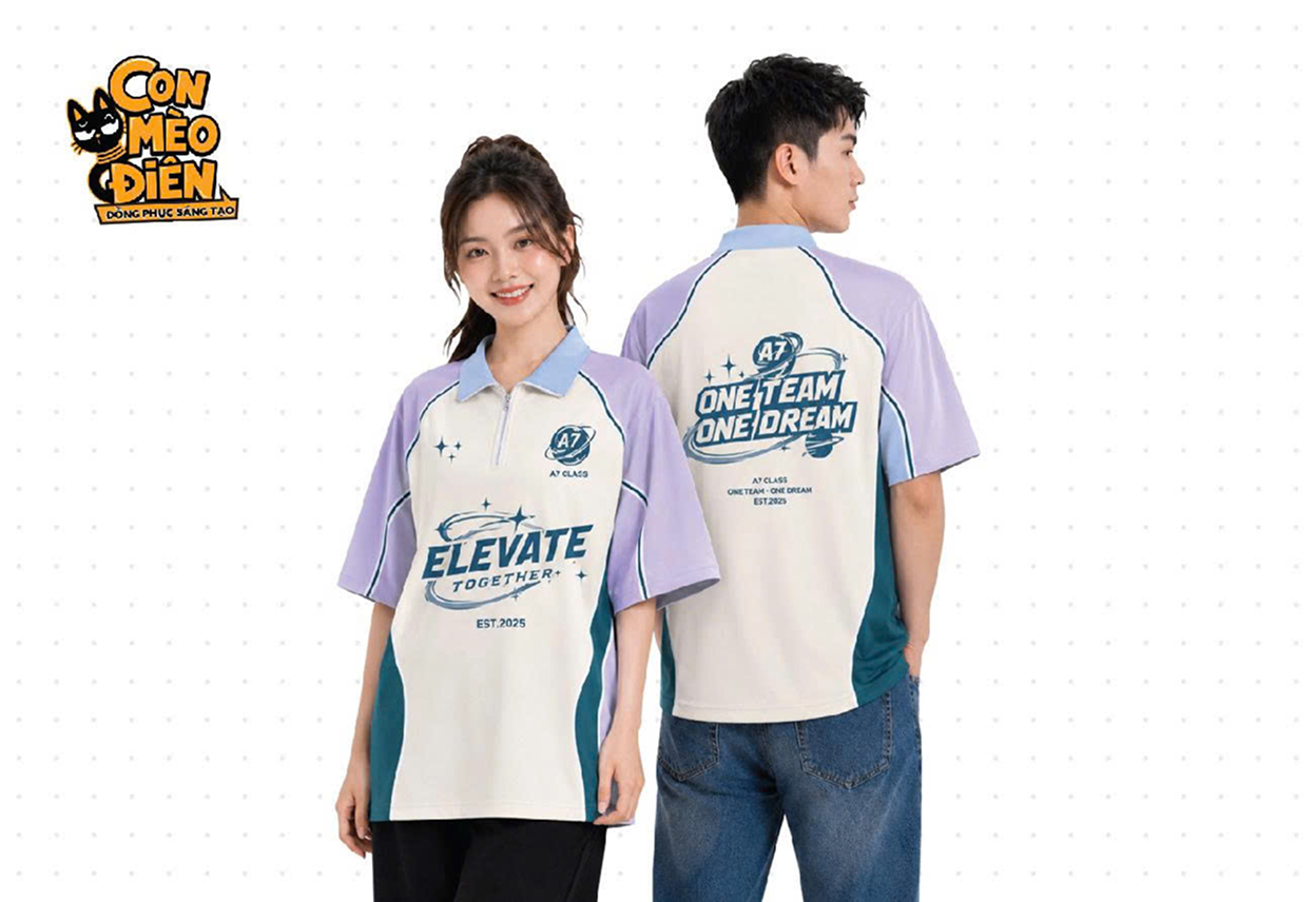 Áo thun lớp Elevate màu trắng phối tím be