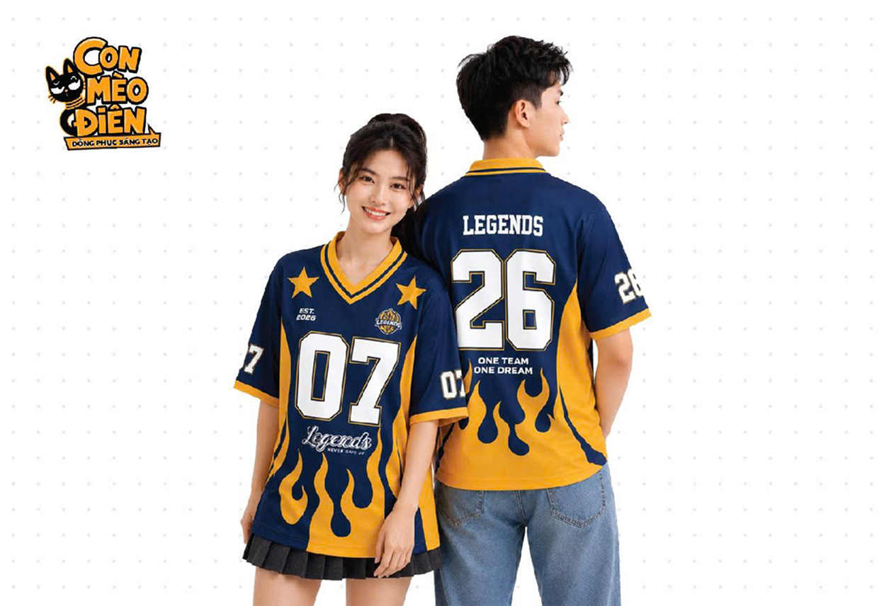 Áo thun lớp LEGENDS 26 màu xanh vàng lửa