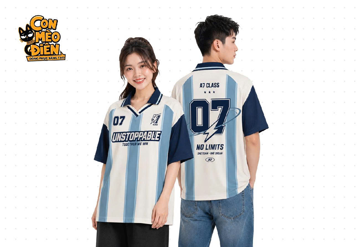 Áo thun lớp kẻ sọc Unstoppable xanh trắng