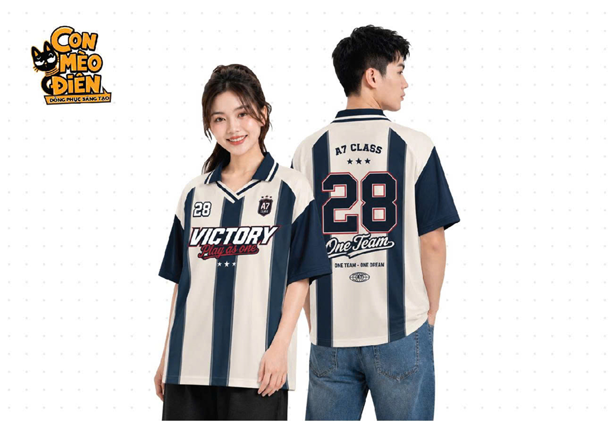 Áo thun lớp kẻ sọc Victory đen trắng