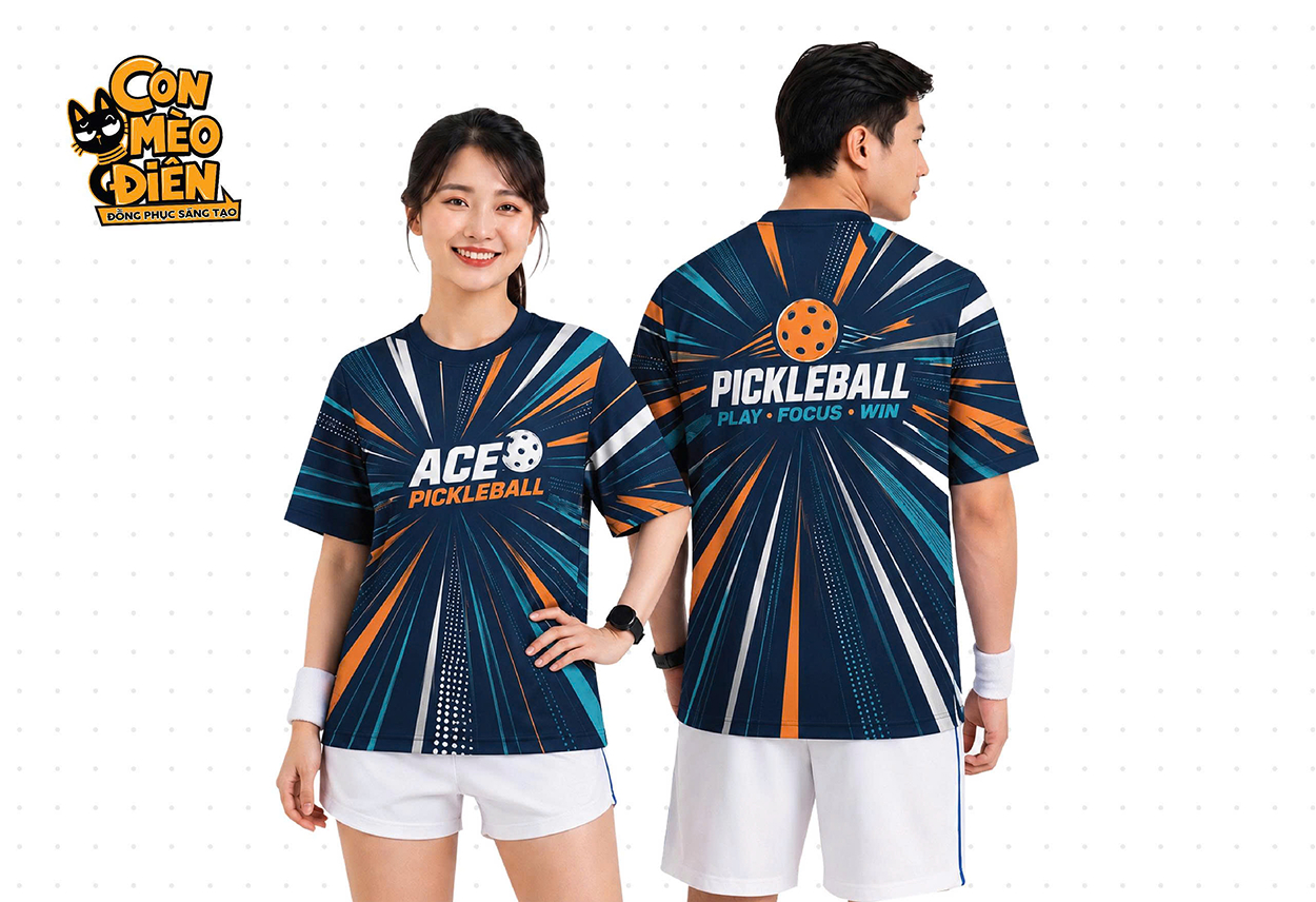 Áo thun thể thao Ace Pickleball màu xanh dương