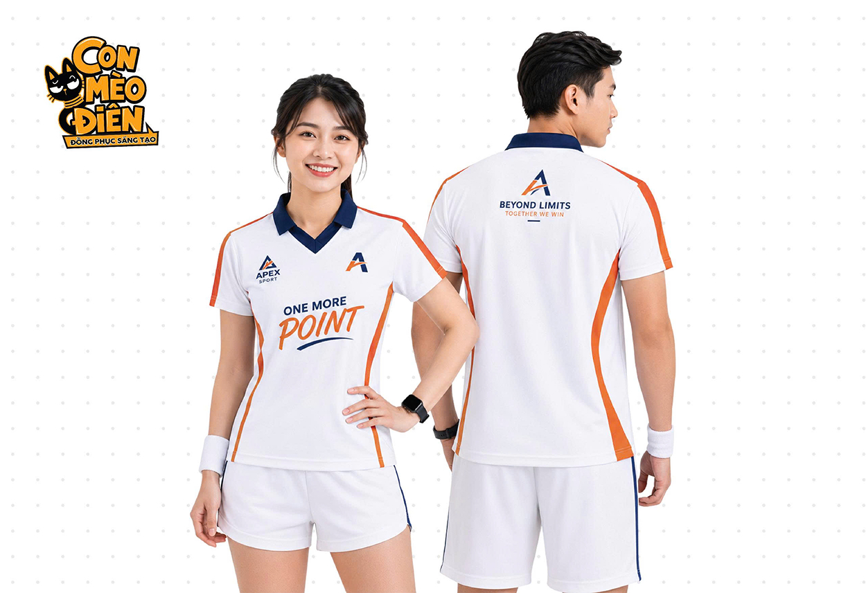 Áo thun thể thao One More Point trắng phối cam
