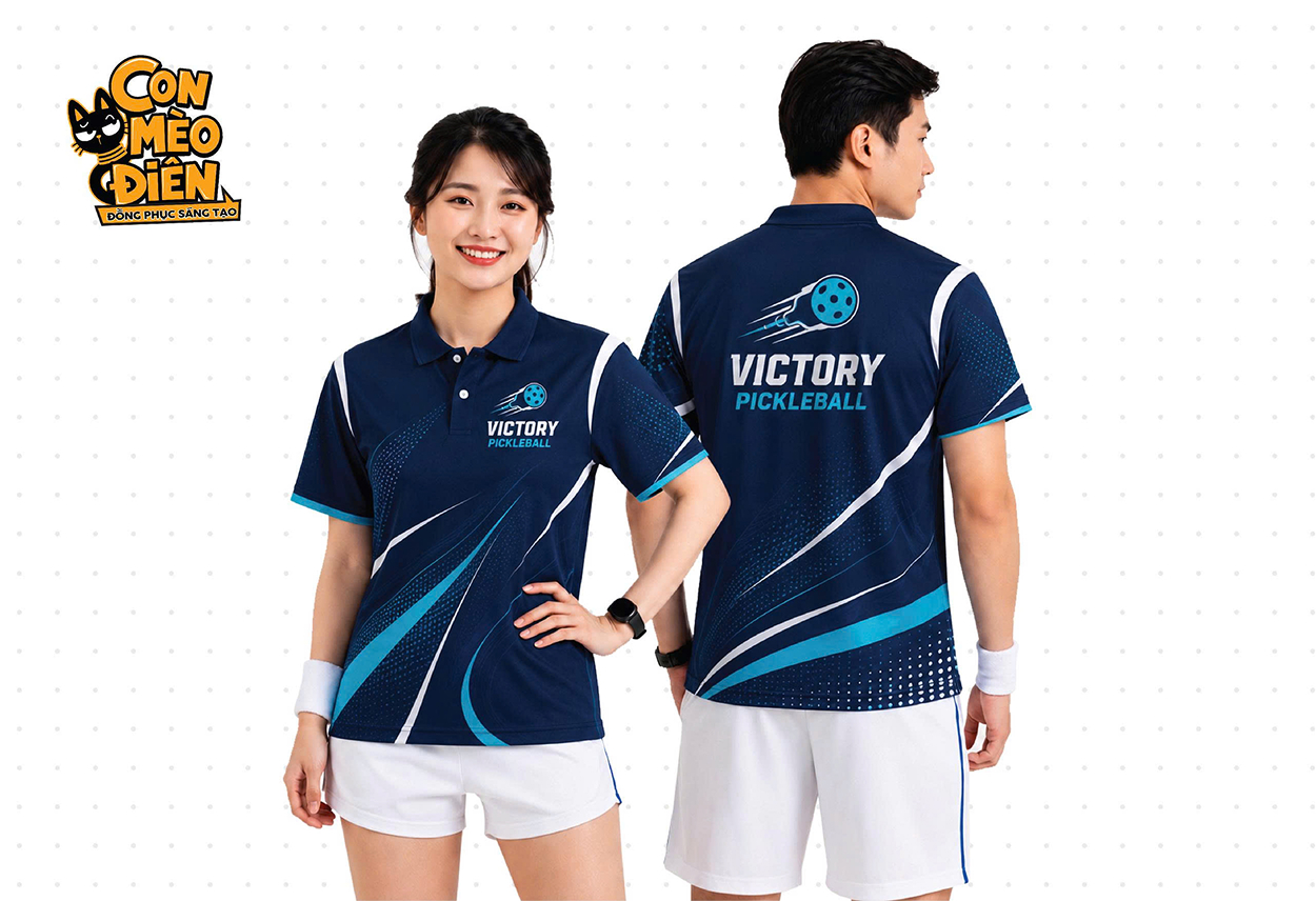 Áo thun thể thao Victory Pickleball màu xanh dương
