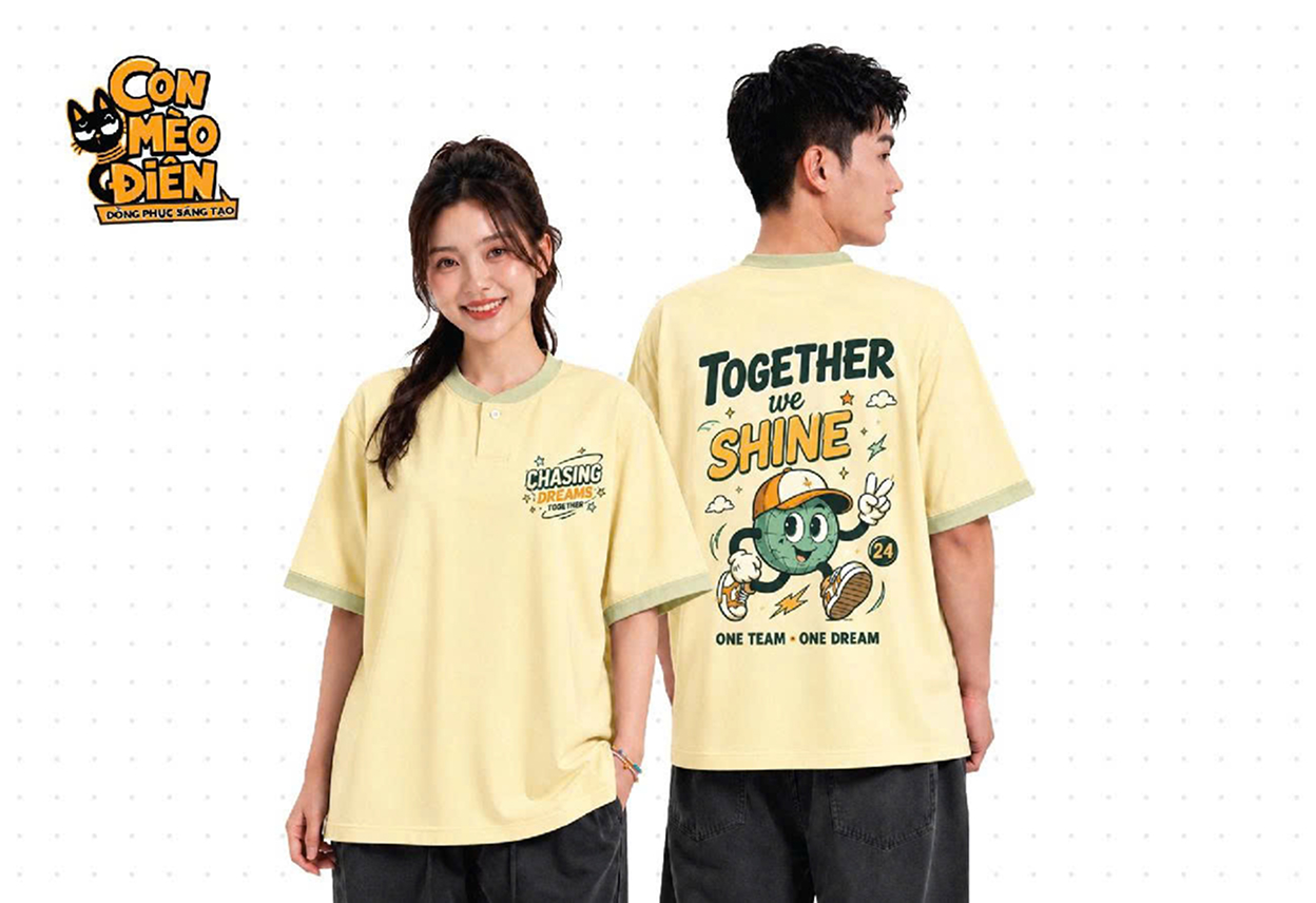 Áo thun lớp Together We Shine màu vàng nhạt